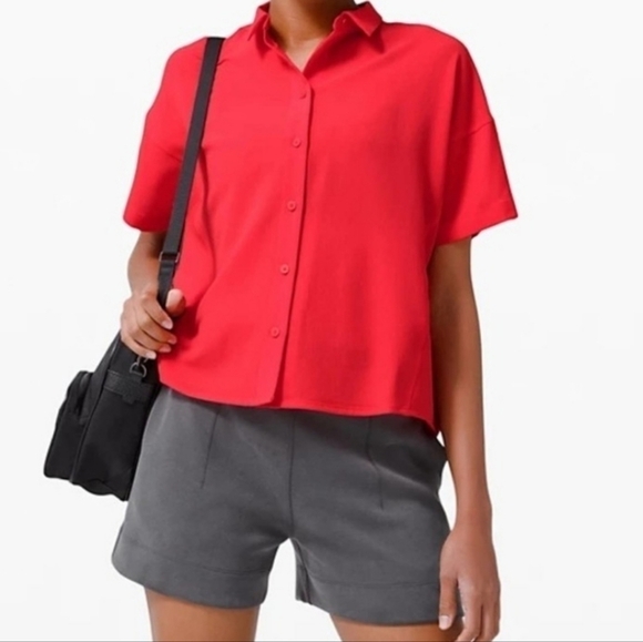 Lululemon Full Day Ahead Short Sleeve Shirt Carnation Red Size 4.. - Picture 11 of 11
